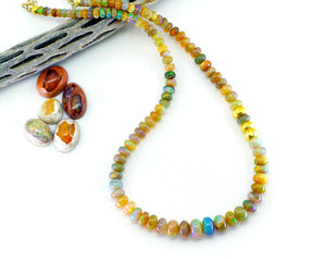 Ethiopian Opal Beaded Necklace 14k Gold
