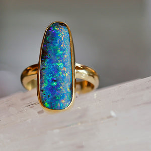 Boulder Opal Ring in 22k and 18k gold