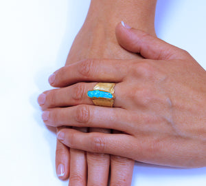 Boulder Opal Ring in 22k and 18k Gold