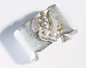 designer-pearl-cuff-bracelet-silver-gold-drusy-kalled