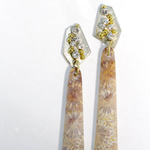 Jennifer Kalled Fossilized Coral Earrings