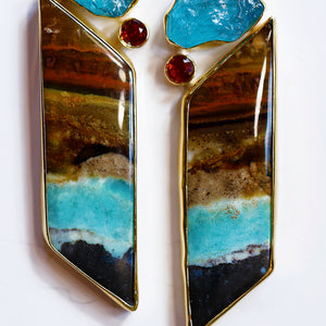 petrified-wood-apatite-earring-sapphire-gold-kalled