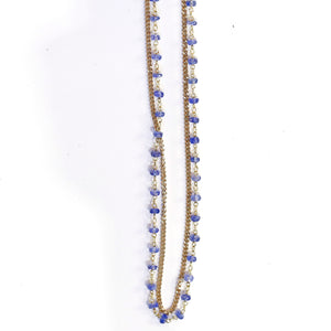 Blue Sapphire 18k Gold Chain 14k Gold Diamond Cut Chain