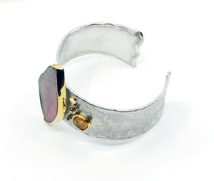 watermelon-tourmaline-bracelet-cuff-sapphire-silver-gold-kalled
