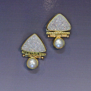 White Silicone Drusy Hinged Earring