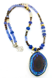 Yowah-opal-pendant-tanzanite-zircon-gold-kalled-kasso